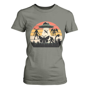 Retro Sunset Cryptid Squad T Shirt For Women Cryptid Lover Gift TS12 Military Green Print Your Wear