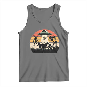 Retro Sunset Cryptid Squad Tank Top Cryptid Lover Gift TS12 Black Heather Print Your Wear