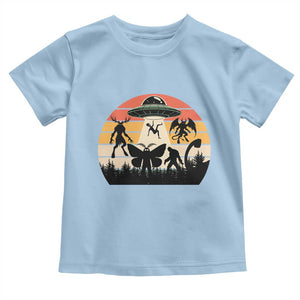 Retro Sunset Cryptid Squad Toddler T Shirt Cryptid Lover Gift TS12 Light Blue Print Your Wear