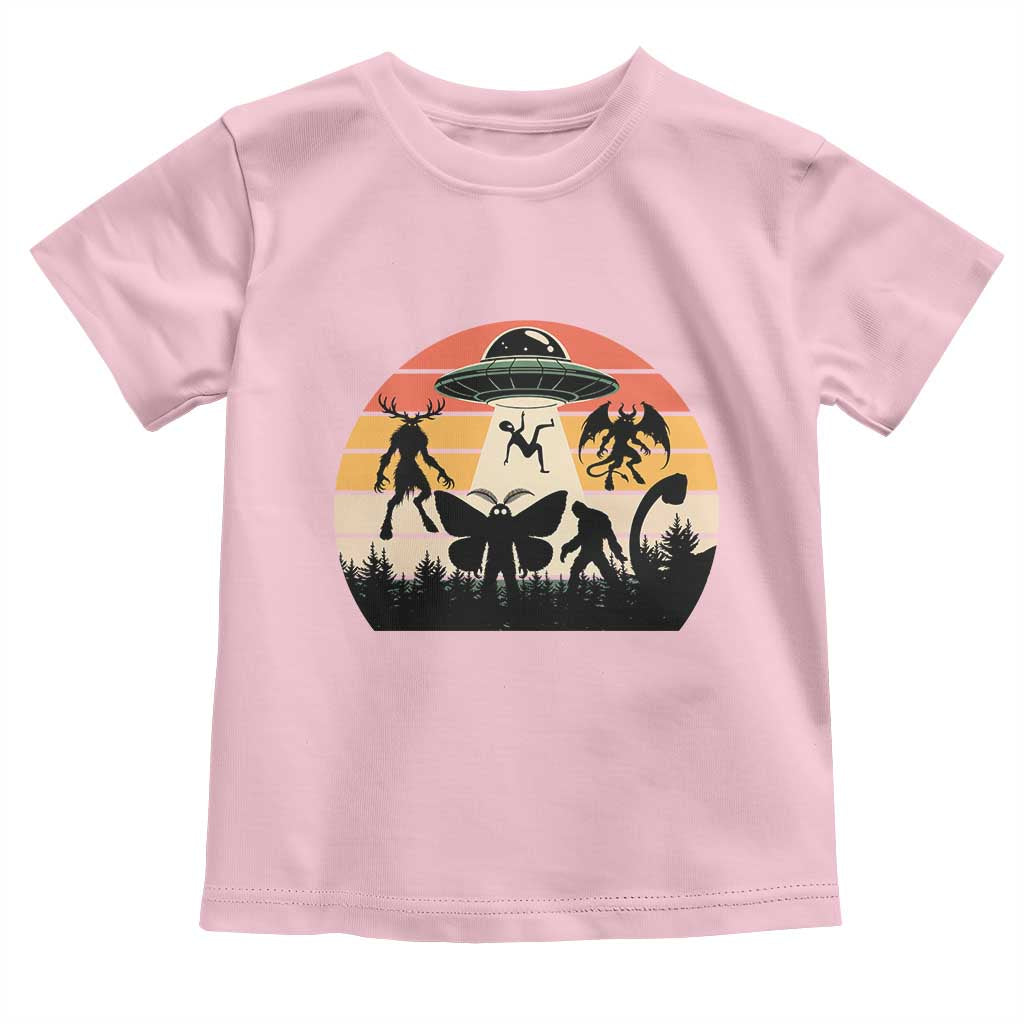 Retro Sunset Cryptid Squad Toddler T Shirt Cryptid Lover Gift TS12 Light Pink Print Your Wear