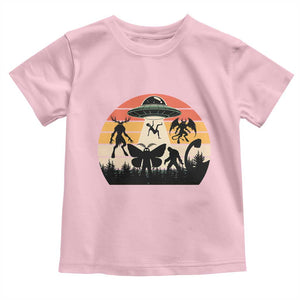 Retro Sunset Cryptid Squad Toddler T Shirt Cryptid Lover Gift TS12 Light Pink Print Your Wear