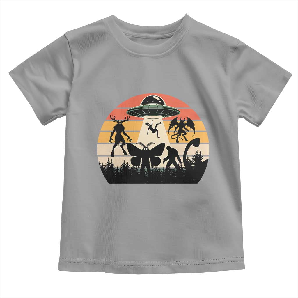 Retro Sunset Cryptid Squad Toddler T Shirt Cryptid Lover Gift TS12 Sport Gray Print Your Wear