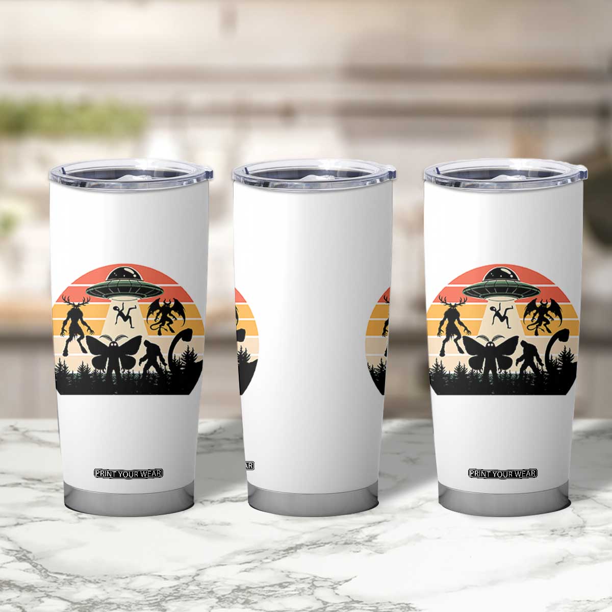 Retro Sunset Cryptid Squad Tumbler Cup Cryptid Lover Gift TS12 Print Your Wear