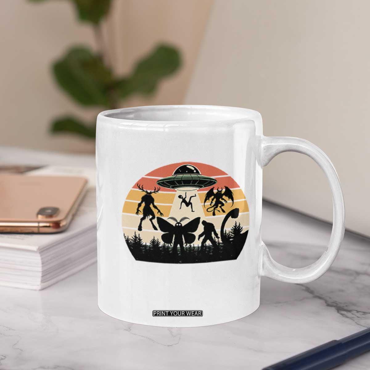 Retro Sunset Cryptid Squad Coffee Mug Cryptid Lover Gift TS12 Print Your Wear