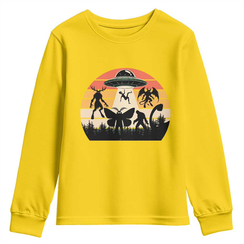 Retro Sunset Cryptid Squad Youth Sweatshirt Cryptid Lover Gift TS12 Daisy Print Your Wear