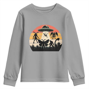 Retro Sunset Cryptid Squad Youth Sweatshirt Cryptid Lover Gift TS12 Sport Gray Print Your Wear