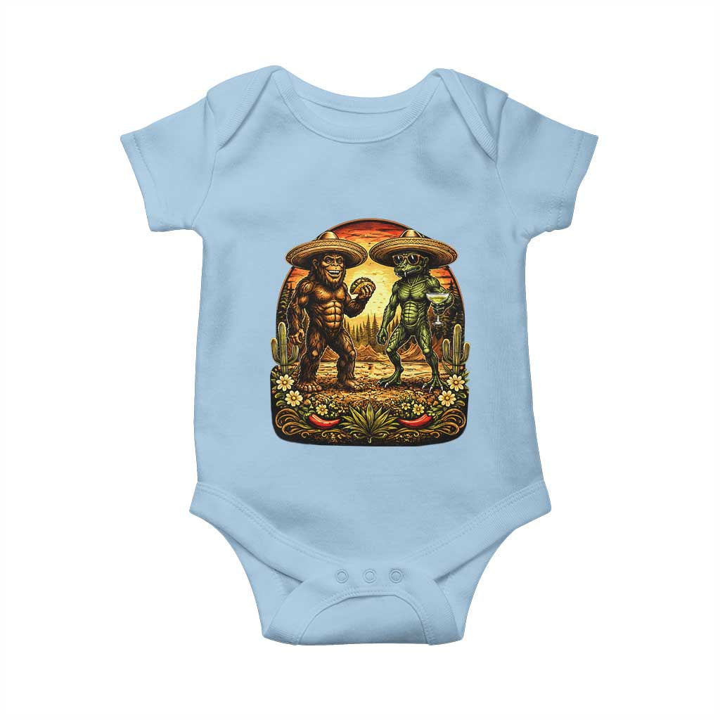 Funny Bigfoot Chupacabra Cinco De Mayo Baby Onesie Cryptid Lover Gift TS12 Light Blue Print Your Wear