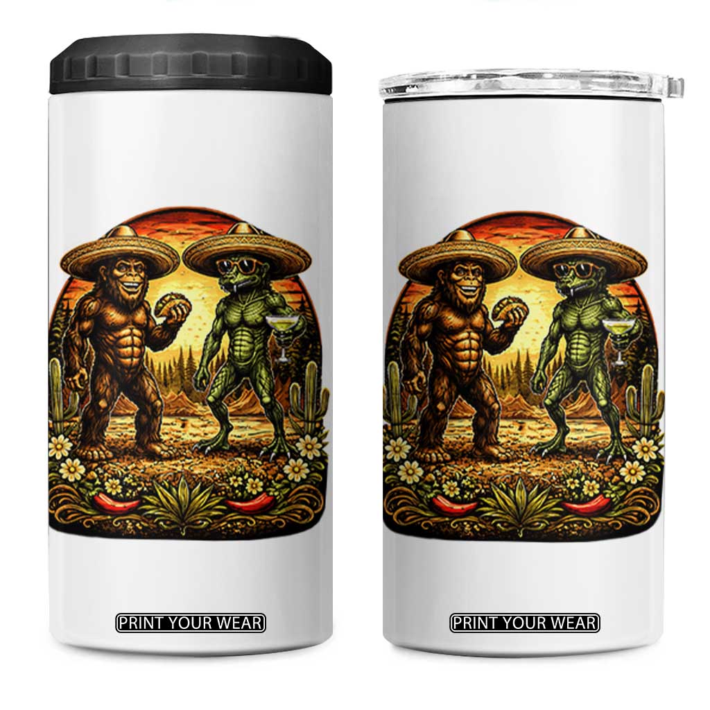 Funny Bigfoot Chupacabra Cinco De Mayo 4 in 1 Can Cooler Tumbler Cryptid Lover Gift TS12 One Size: 16 oz White Print Your Wear