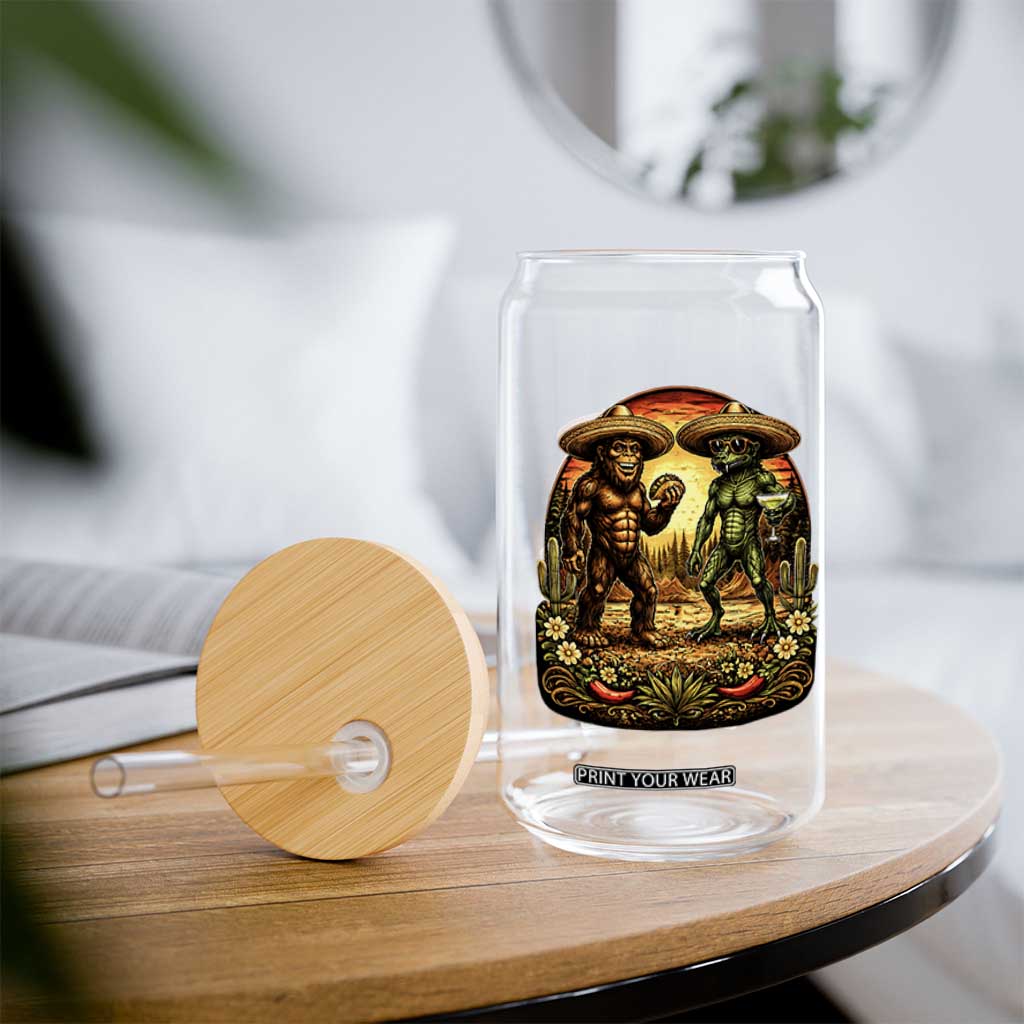 Funny Bigfoot Chupacabra Cinco De Mayo Glass Can Cryptid Lover Gift TS12 Print Your Wear