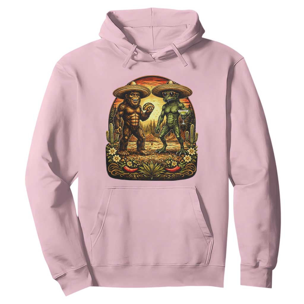 Funny Bigfoot Chupacabra Cinco De Mayo Hoodie Cryptid Lover Gift TS12 Light Pink Print Your Wear