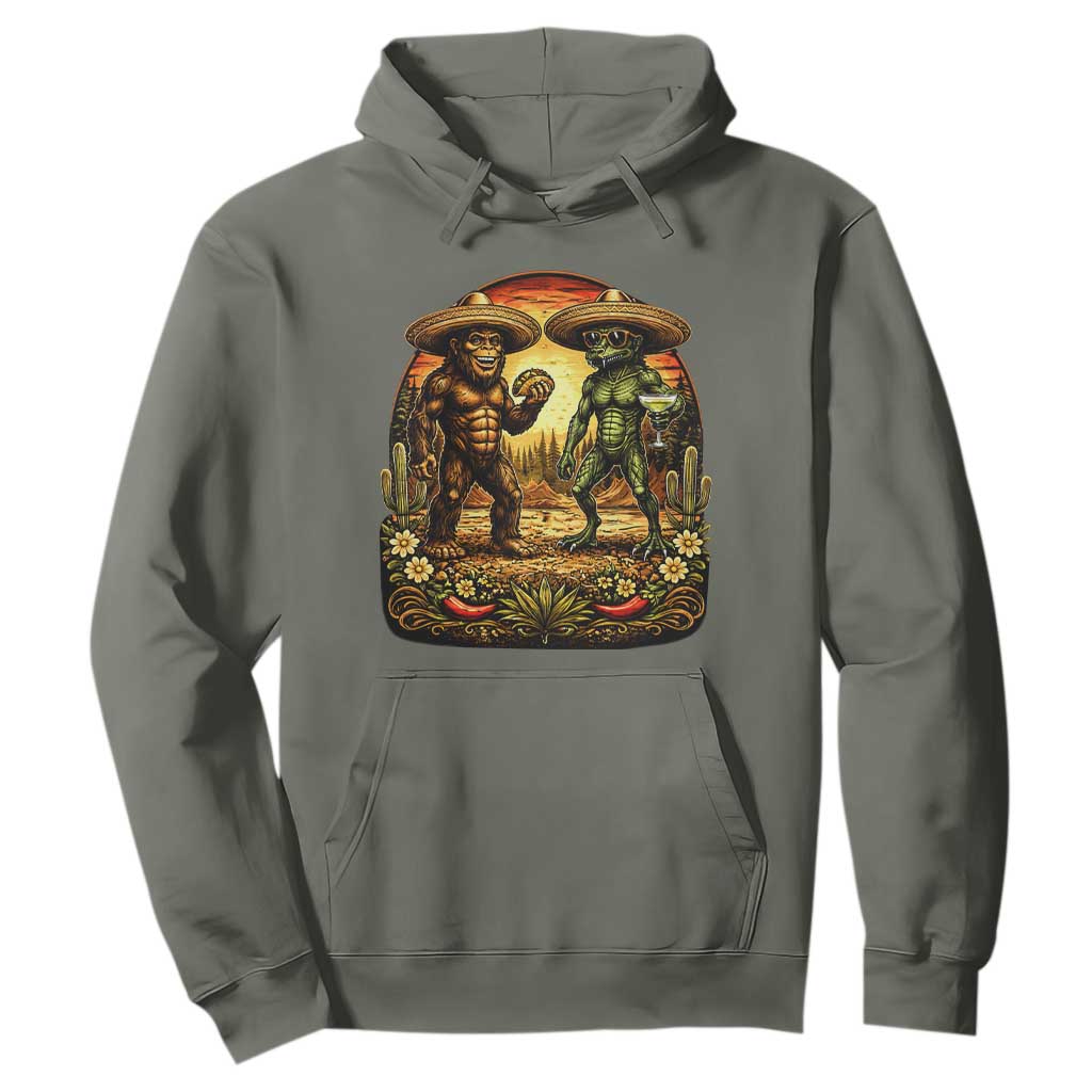 Funny Bigfoot Chupacabra Cinco De Mayo Hoodie Cryptid Lover Gift TS12 Military Green Print Your Wear