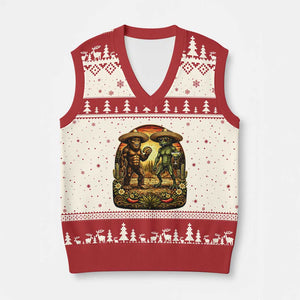 Funny Bigfoot Chupacabra Cinco De Mayo V-Neck Knit Sweater Vest Cryptid Lover Gift TS12 Beige Red Print Your Wear