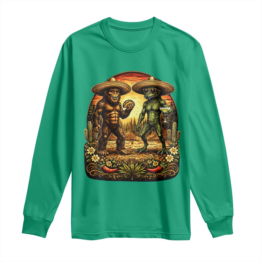 Funny Bigfoot Chupacabra Cinco De Mayo Long Sleeve Shirt Cryptid Lover Gift TS12 Irish Green Print Your Wear