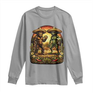 Funny Bigfoot Chupacabra Cinco De Mayo Long Sleeve Shirt Cryptid Lover Gift TS12 Sport Gray Print Your Wear