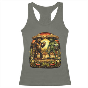 Funny Bigfoot Chupacabra Cinco De Mayo Racerback Tank Top Cryptid Lover Gift TS12 Military Green Print Your Wear