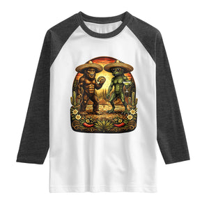 Funny Bigfoot Chupacabra Cinco De Mayo Raglan Shirt Cryptid Lover Gift TS12 White Heather Charcoal Print Your Wear