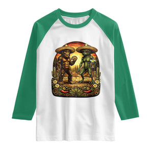Funny Bigfoot Chupacabra Cinco De Mayo Raglan Shirt Cryptid Lover Gift TS12 White Kelly Green Print Your Wear