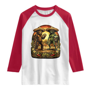 Funny Bigfoot Chupacabra Cinco De Mayo Raglan Shirt Cryptid Lover Gift TS12 White Red Print Your Wear