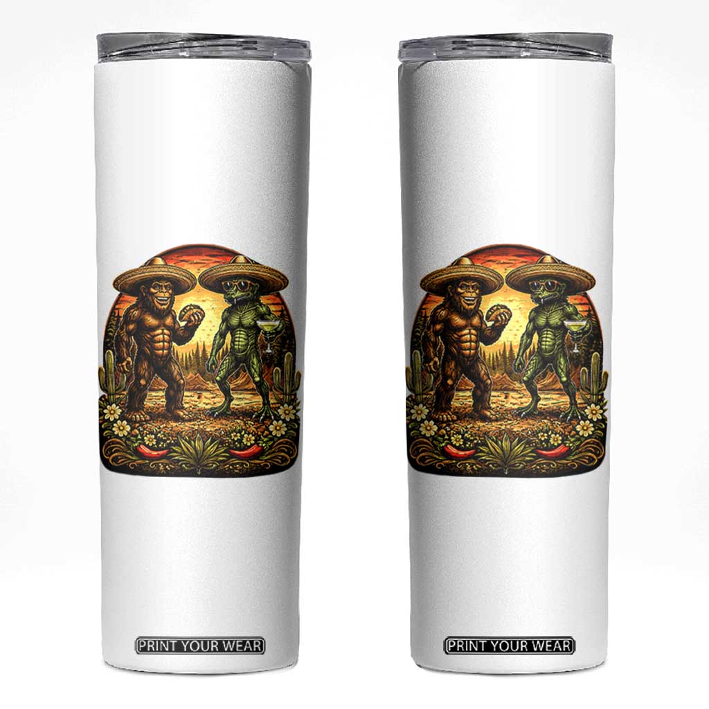 Funny Bigfoot Chupacabra Cinco De Mayo Skinny Tumbler Cryptid Lover Gift TS12 White Print Your Wear