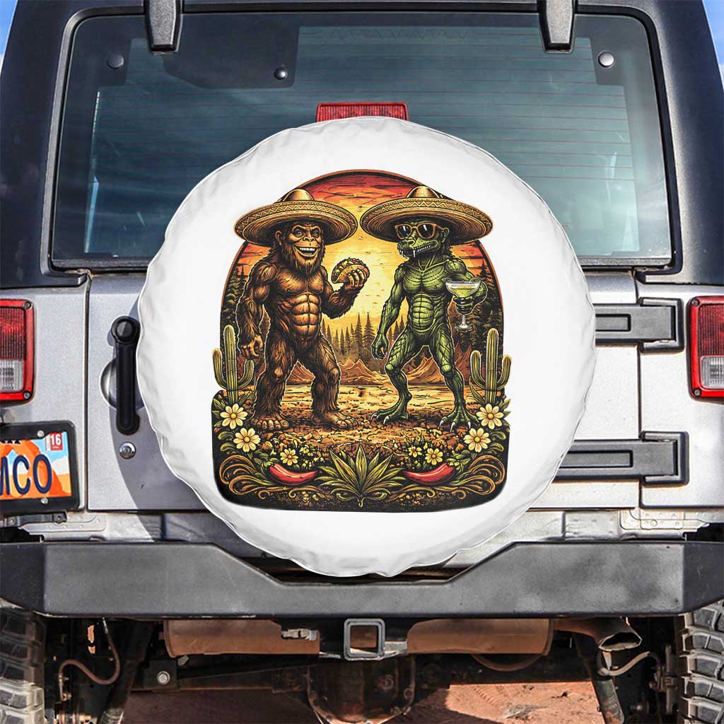 Funny Bigfoot Chupacabra Cinco De Mayo Spare Tire Cover Cryptid Lover Gift TS12 No hole White Print Your Wear