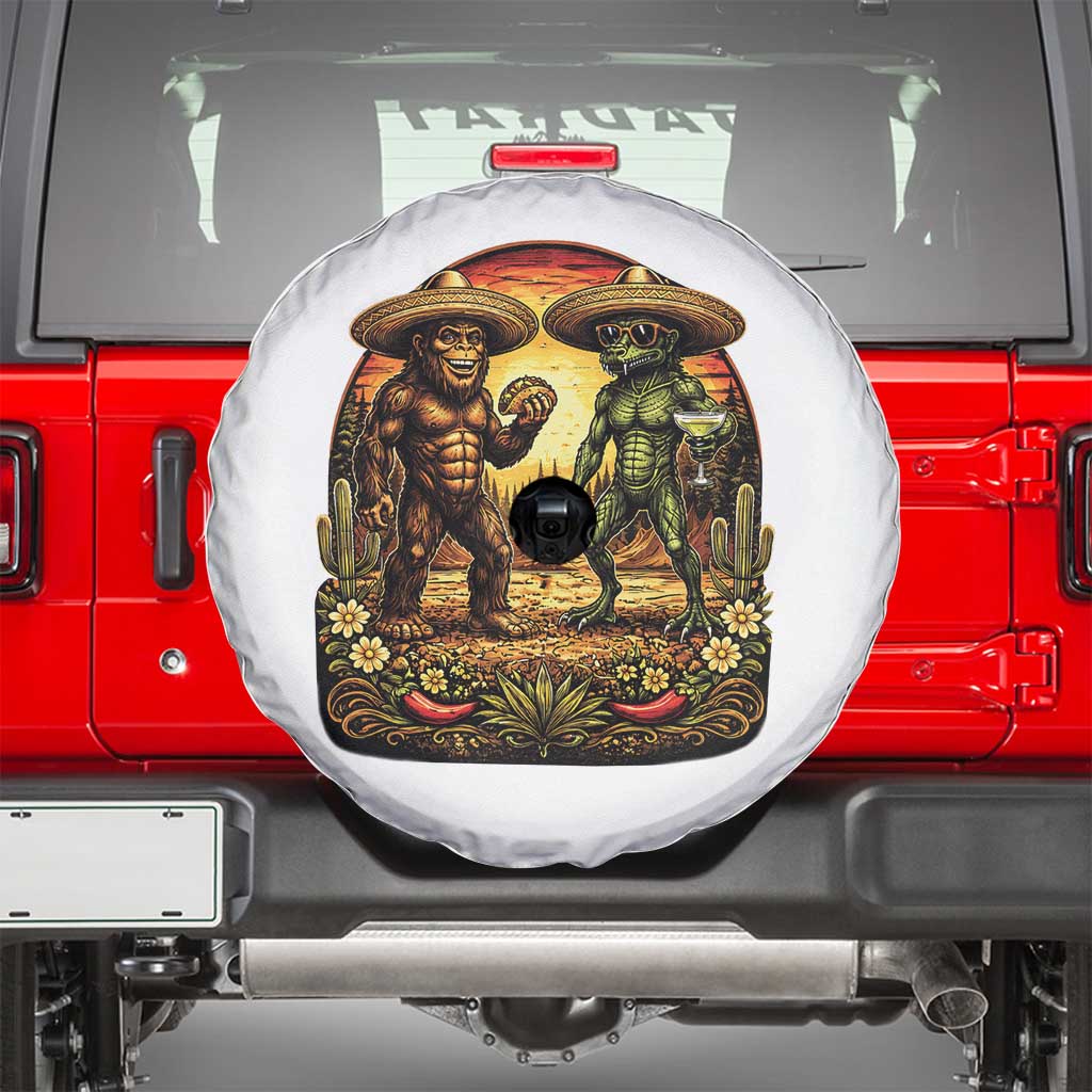 Funny Bigfoot Chupacabra Cinco De Mayo Spare Tire Cover Cryptid Lover Gift TS12 White Print Your Wear