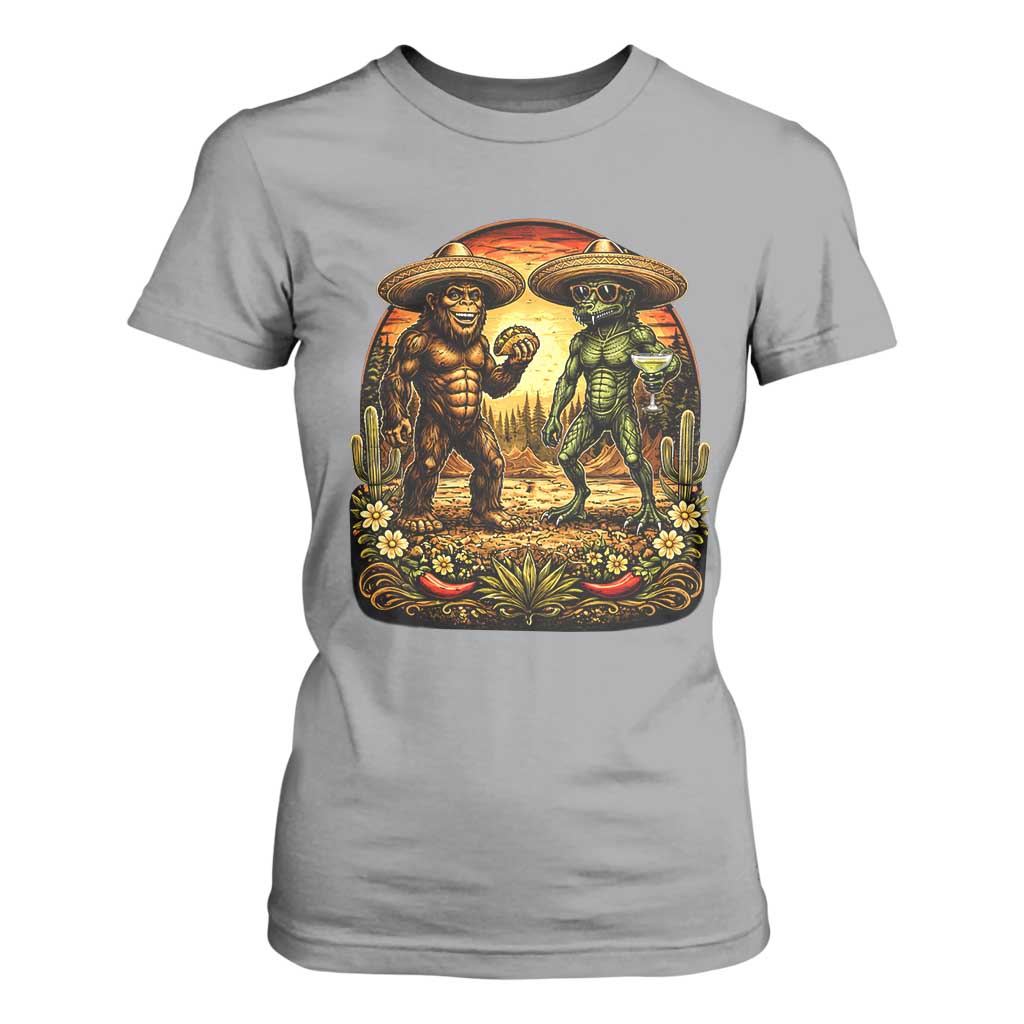 Funny Bigfoot Chupacabra Cinco De Mayo T Shirt For Women Cryptid Lover Gift TS12 Sport Gray Print Your Wear