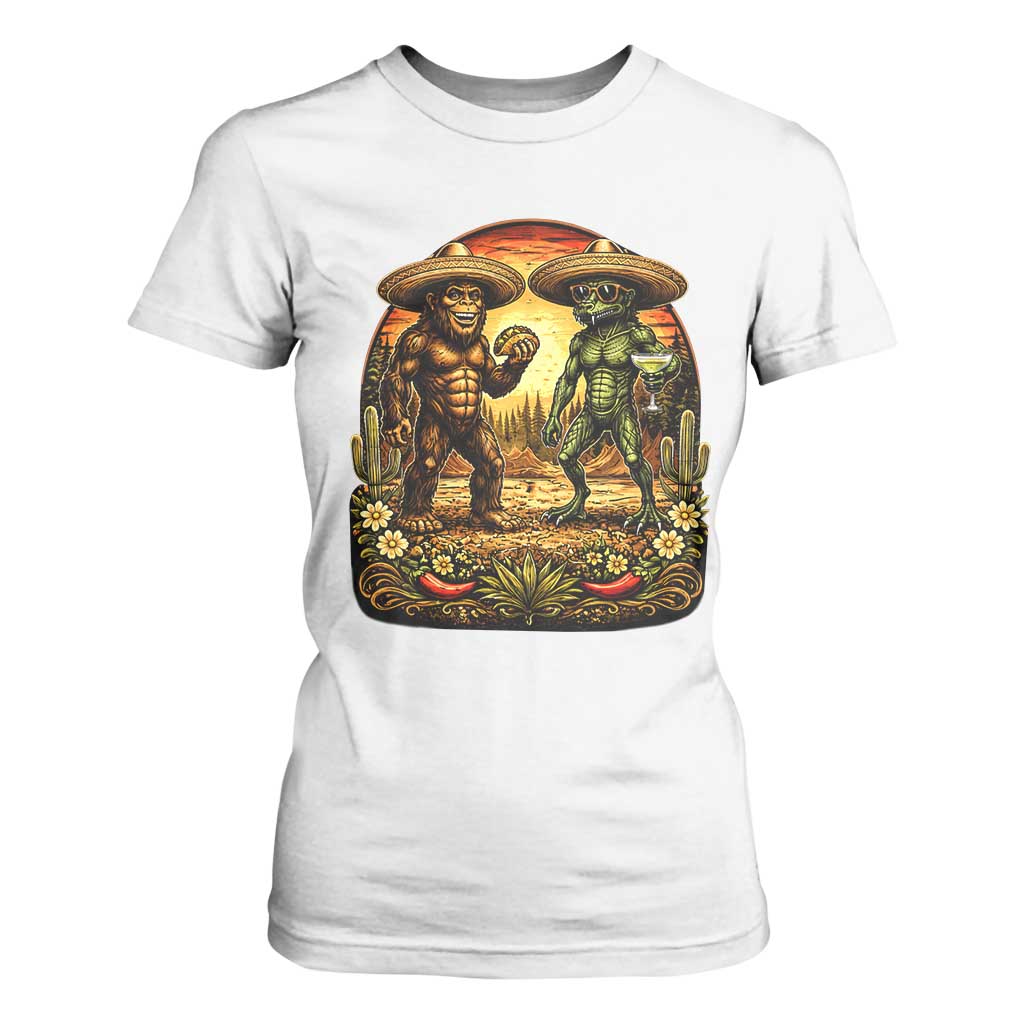 Funny Bigfoot Chupacabra Cinco De Mayo T Shirt For Women Cryptid Lover Gift TS12 White Print Your Wear