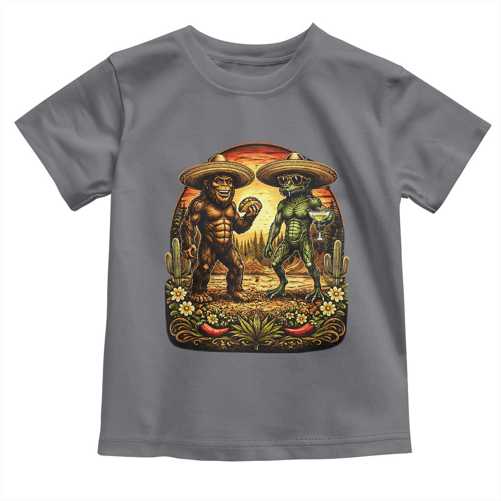 Funny Bigfoot Chupacabra Cinco De Mayo Toddler T Shirt Cryptid Lover Gift TS12 Charcoal Print Your Wear