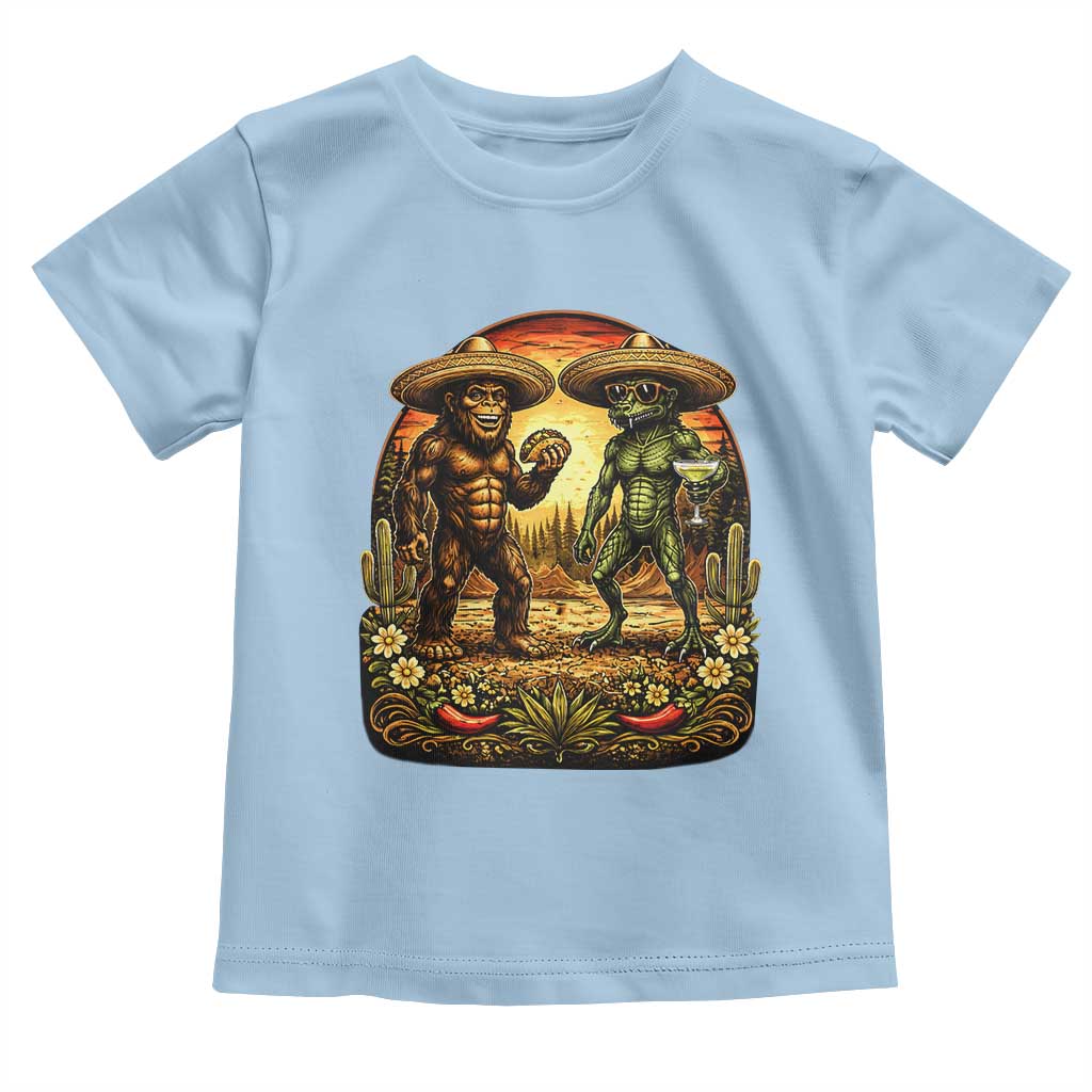 Funny Bigfoot Chupacabra Cinco De Mayo Toddler T Shirt Cryptid Lover Gift TS12 Light Blue Print Your Wear