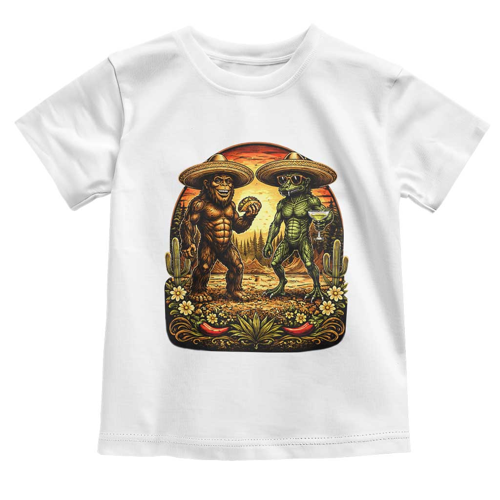 Funny Bigfoot Chupacabra Cinco De Mayo Toddler T Shirt Cryptid Lover Gift TS12 White Print Your Wear