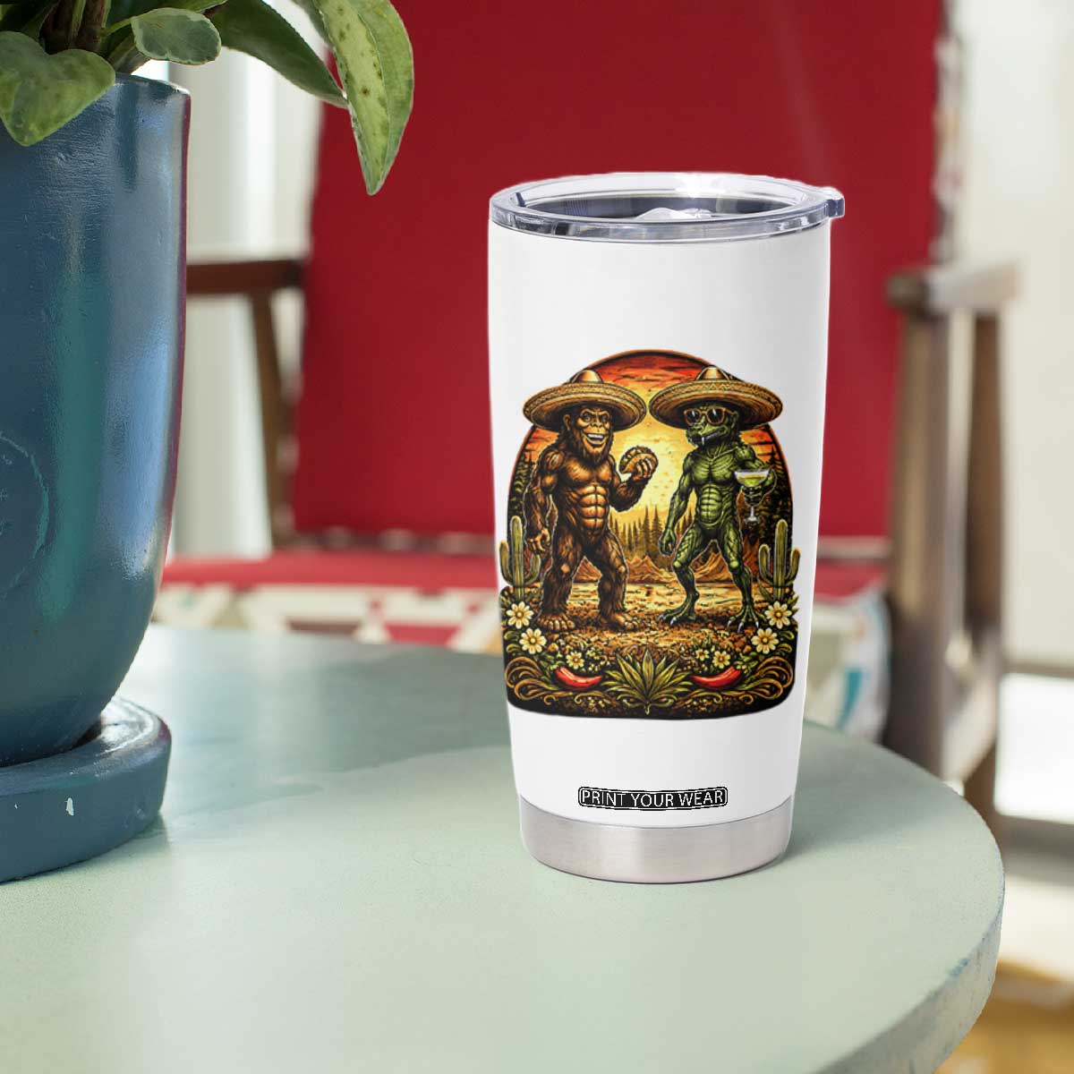 Funny Bigfoot Chupacabra Cinco De Mayo Tumbler Cup Cryptid Lover Gift TS12 Print Your Wear