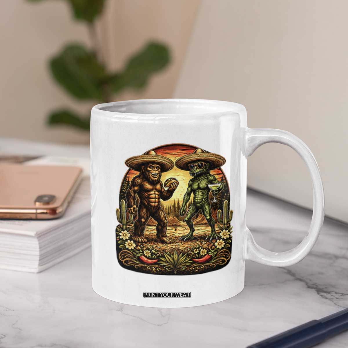 Funny Bigfoot Chupacabra Cinco De Mayo Coffee Mug Cryptid Lover Gift TS12 Print Your Wear