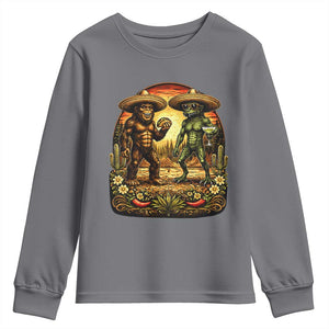 Funny Bigfoot Chupacabra Cinco De Mayo Youth Sweatshirt Cryptid Lover Gift TS12 Charcoal Print Your Wear