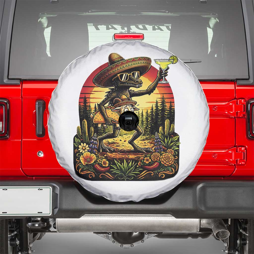 Funny Chupacabra Goat Taco Lover Spare Tire Cover Cinco De Mayo Party Gift TS12 White Print Your Wear