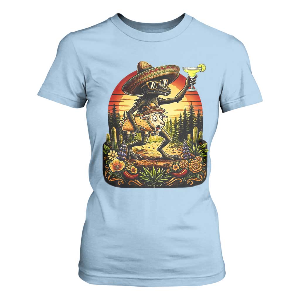 Funny Chupacabra Goat Taco Lover T Shirt For Women Cinco De Mayo Party Gift TS12 Light Blue Print Your Wear