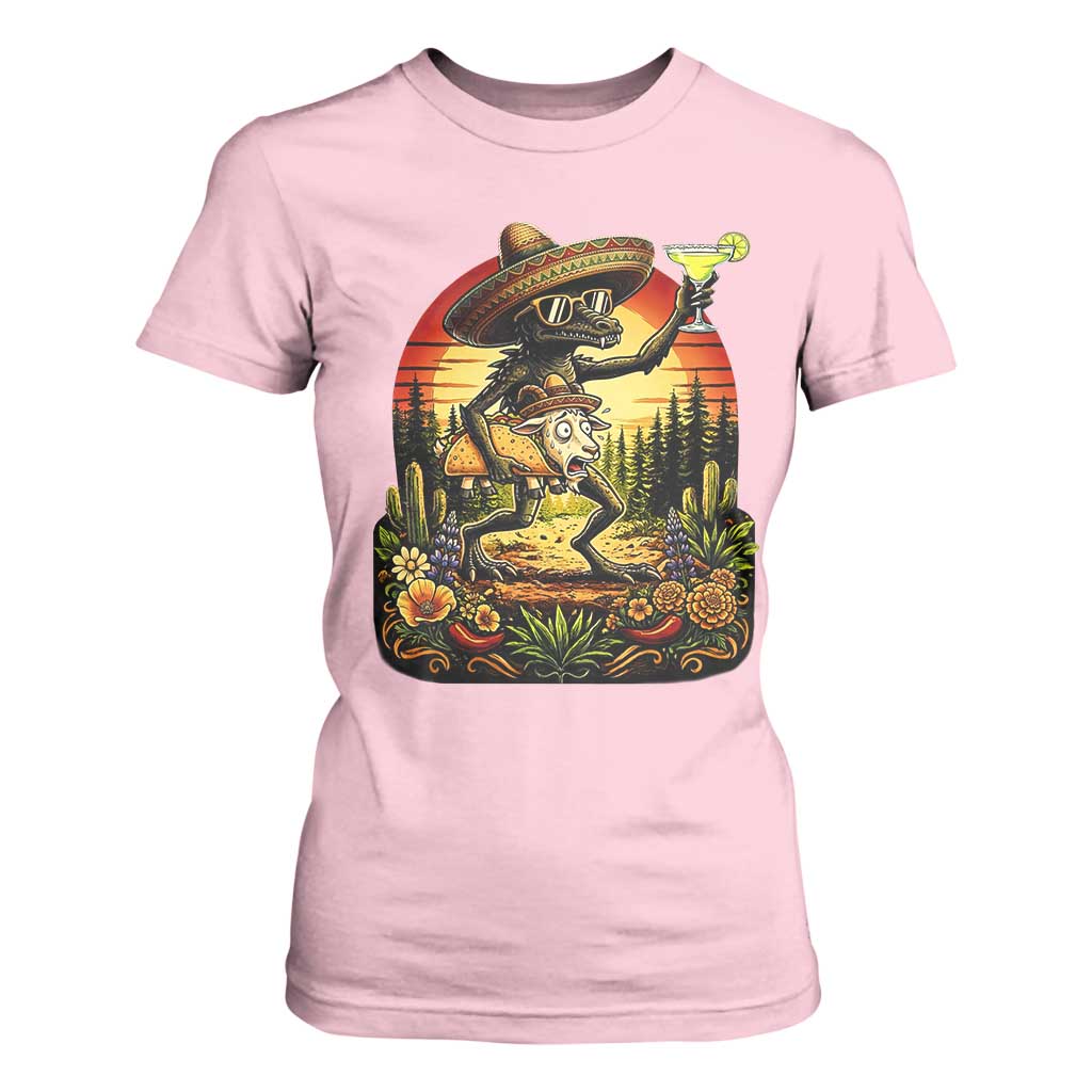 Funny Chupacabra Goat Taco Lover T Shirt For Women Cinco De Mayo Party Gift TS12 Light Pink Print Your Wear