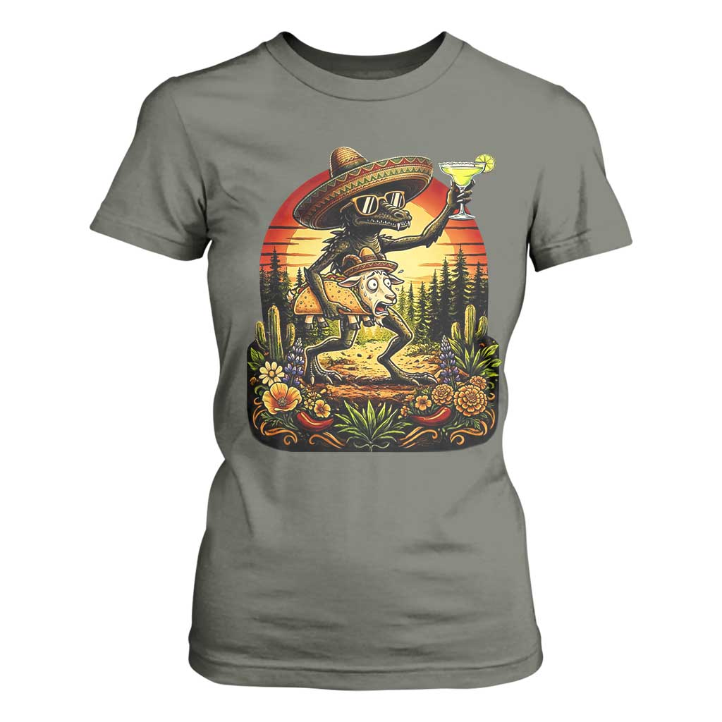 Funny Chupacabra Goat Taco Lover T Shirt For Women Cinco De Mayo Party Gift TS12 Military Green Print Your Wear