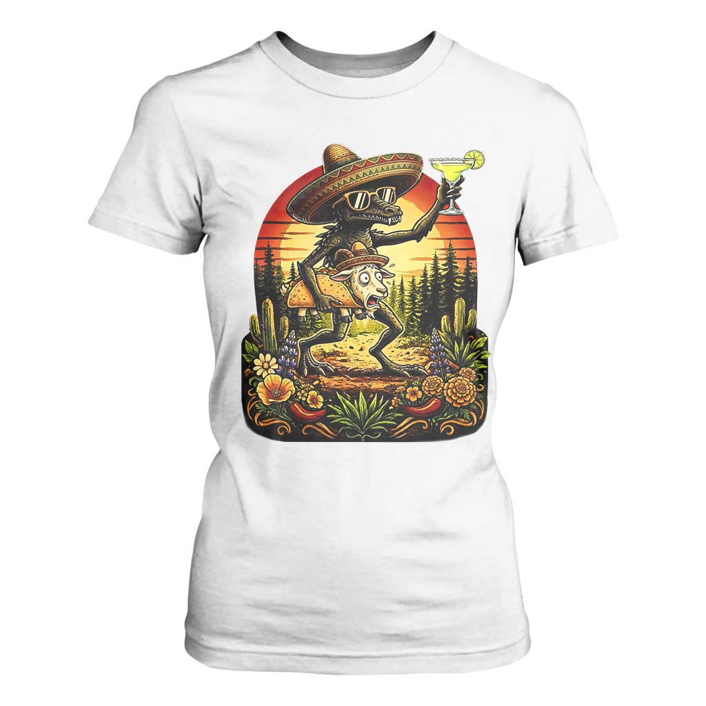 Funny Chupacabra Goat Taco Lover T Shirt For Women Cinco De Mayo Party Gift TS12 White Print Your Wear