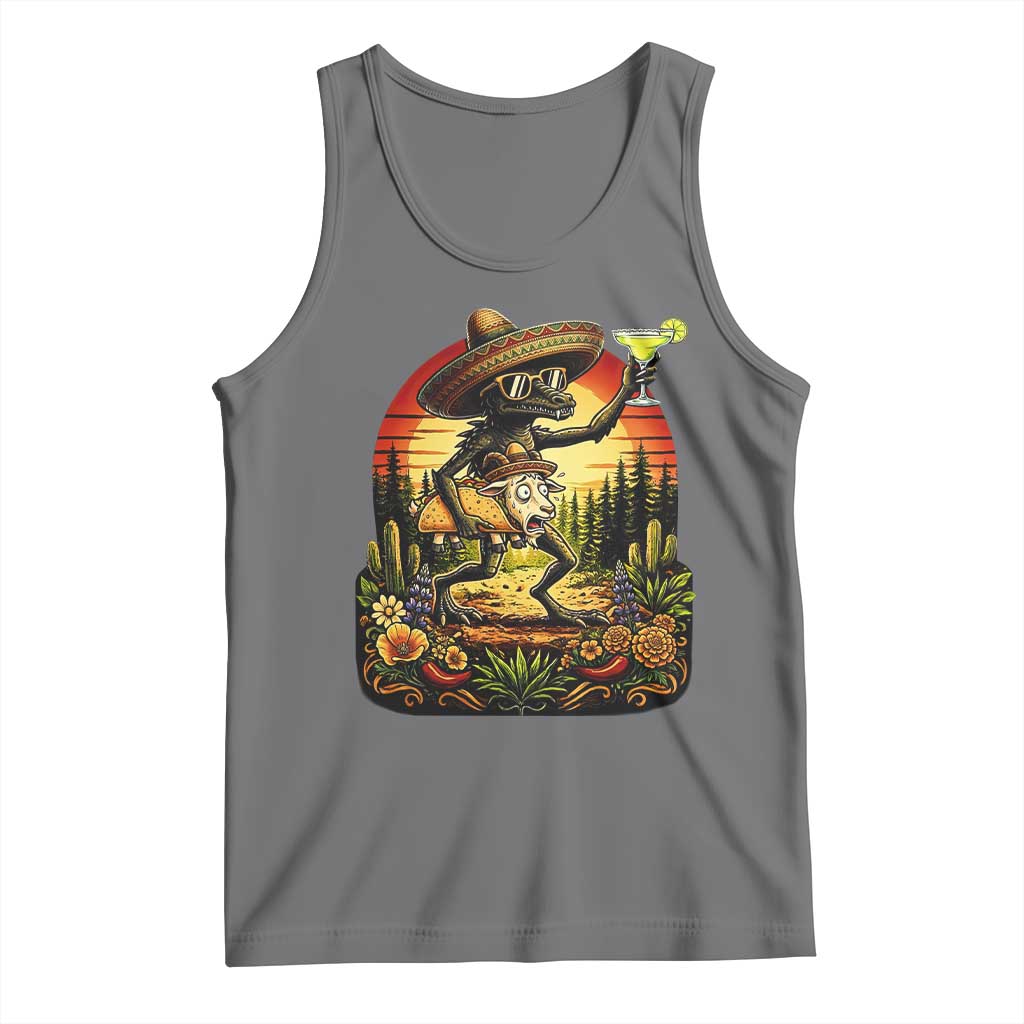 Funny Chupacabra Goat Taco Lover Tank Top Cinco De Mayo Party Gift TS12 Black Heather Print Your Wear