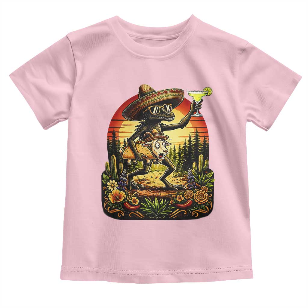 Funny Chupacabra Goat Taco Lover Toddler T Shirt Cinco De Mayo Party Gift TS12 Light Pink Print Your Wear