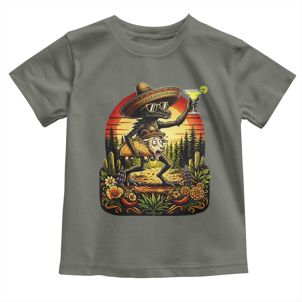 Funny Chupacabra Goat Taco Lover Toddler T Shirt Cinco De Mayo Party Gift TS12 Military Green Print Your Wear