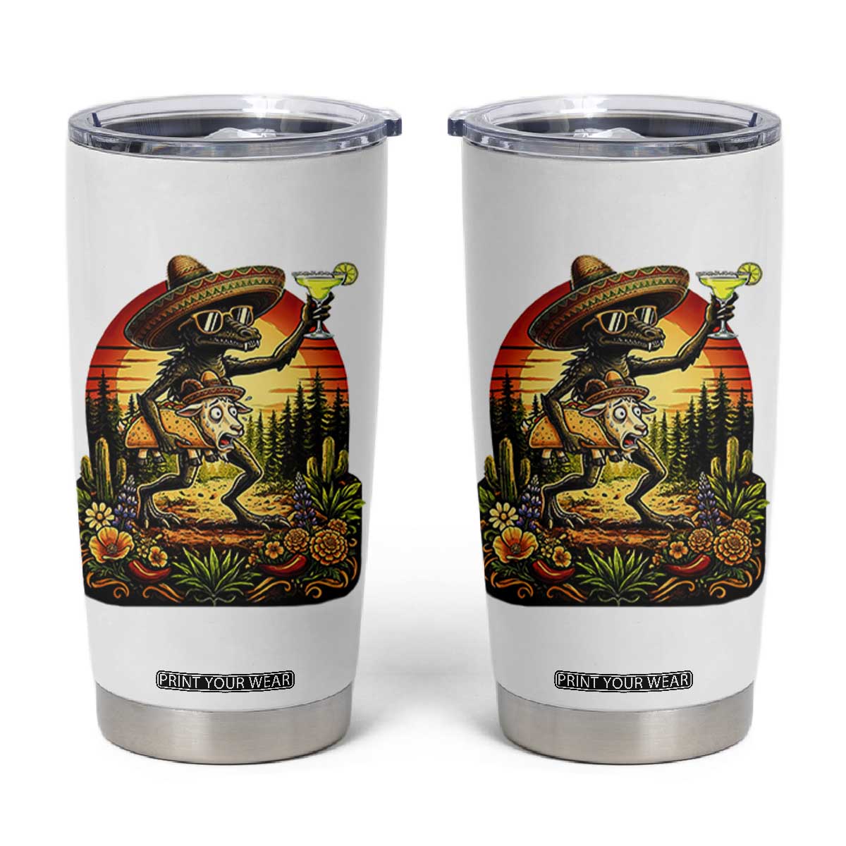 Funny Chupacabra Goat Taco Lover Tumbler Cup Cinco De Mayo Party Gift TS12 White Print Your Wear