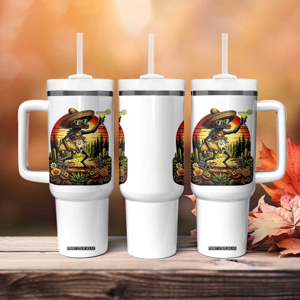 Funny Chupacabra Goat Taco Lover Tumbler With Handle Cinco De Mayo Party Gift TS12 Print Your Wear