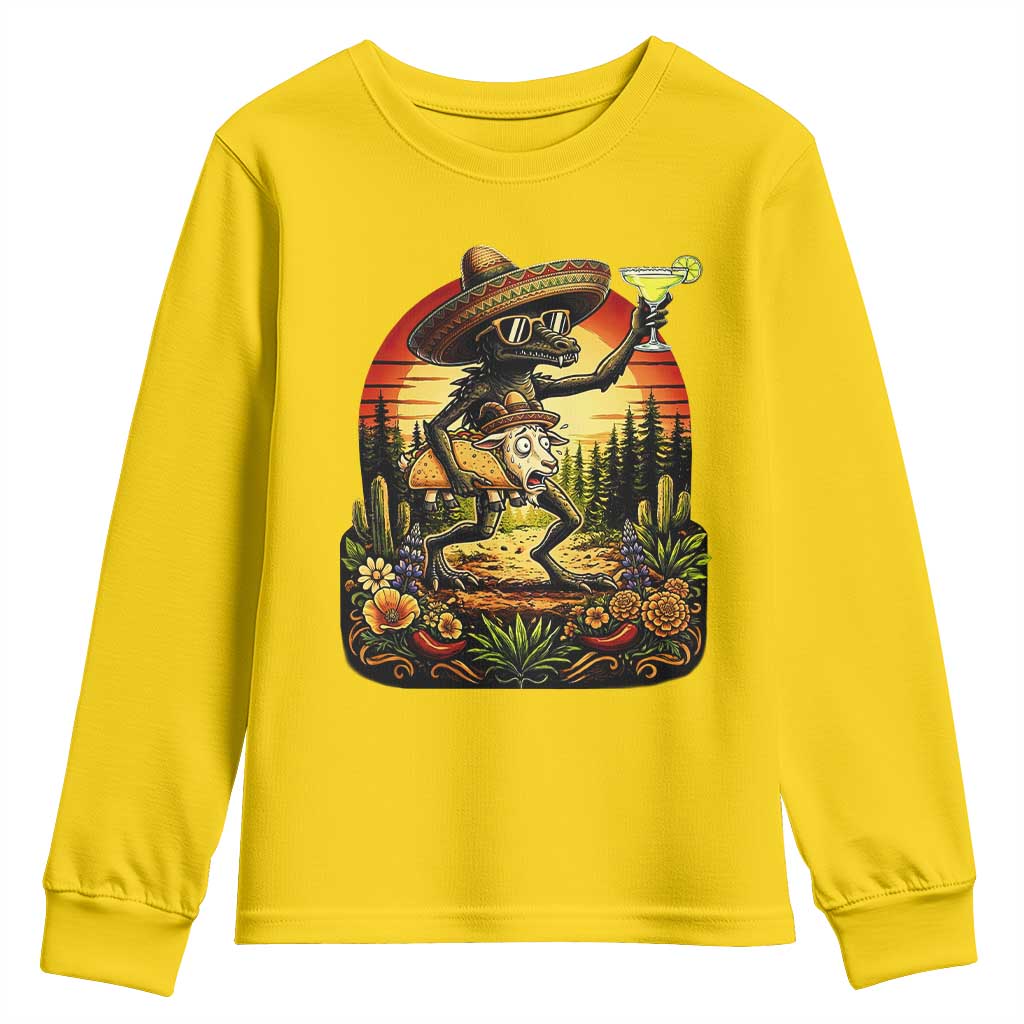 Funny Chupacabra Goat Taco Lover Youth Sweatshirt Cinco De Mayo Party Gift TS12 Daisy Print Your Wear