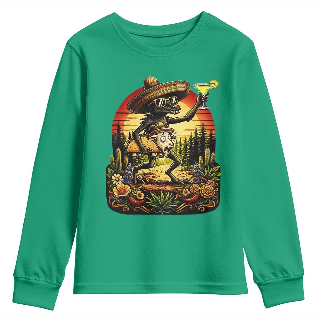 Funny Chupacabra Goat Taco Lover Youth Sweatshirt Cinco De Mayo Party Gift TS12 Irish Green Print Your Wear