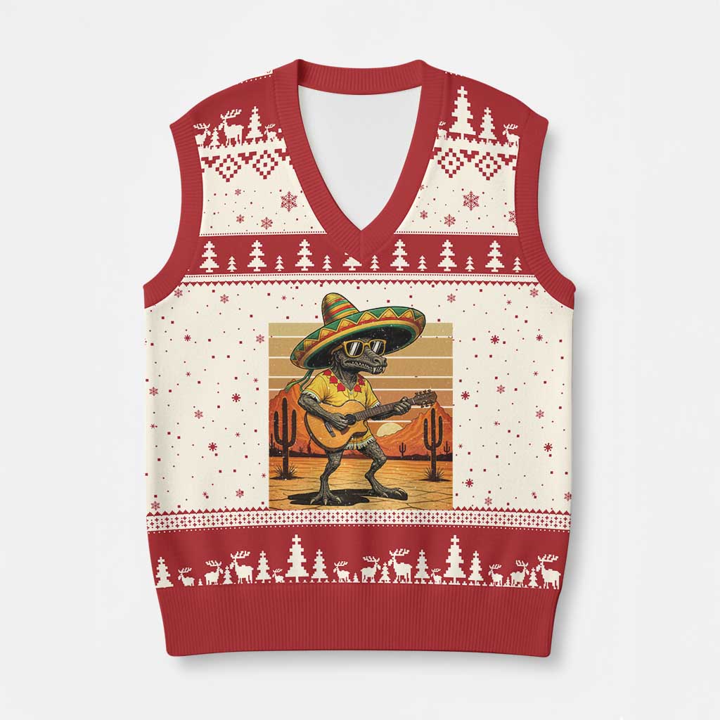 Funny Cinco De Mayo Chupacabra V-Neck Knit Sweater Vest Guitar Fiesta Gift TS12 Beige Red Print Your Wear