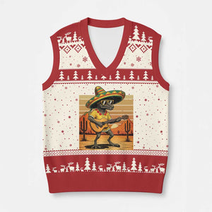 Funny Cinco De Mayo Chupacabra V-Neck Knit Sweater Vest Guitar Fiesta Gift TS12 Beige Red Print Your Wear