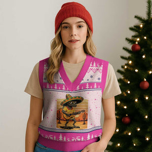 Funny Cinco De Mayo Chupacabra V-Neck Knit Sweater Vest Guitar Fiesta Gift TS12 Hot Pink Print Your Wear