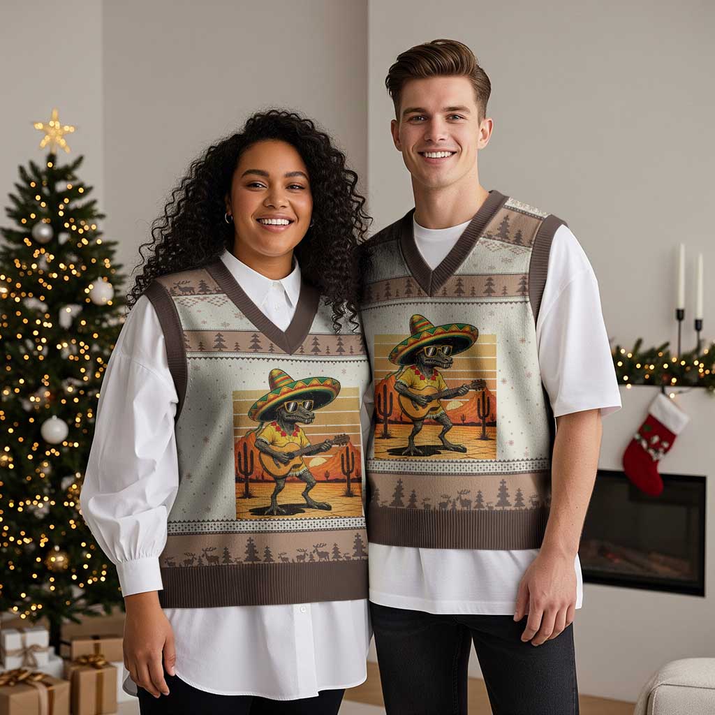 Funny Cinco De Mayo Chupacabra V-Neck Knit Sweater Vest Guitar Fiesta Gift TS12 Mocha Mousse Print Your Wear