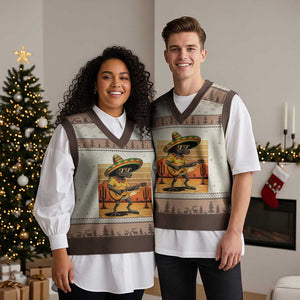 Funny Cinco De Mayo Chupacabra V-Neck Knit Sweater Vest Guitar Fiesta Gift TS12 Mocha Mousse Print Your Wear